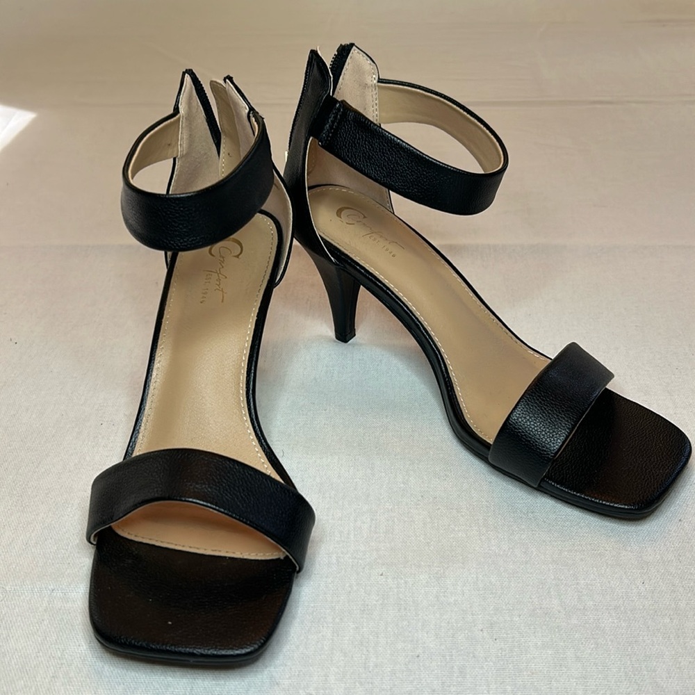 Cato Black Open-Toe Ankle Strap Heels